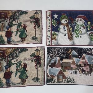 Christmas Holiday Tapestry Placemats -Variety - Set of 4